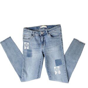 Levis 710 Girls Super Skinny Lace Embellished Stretch Adjust Waist Raw Hem Sz 10
